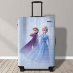 Fancy Travel Luggage Suitcase on Wooden Floor Mockup
