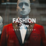 Fashion Store Glass Wall Logo in the Front View Mockup