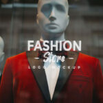 Fashion Store Glass Wall Logo in the Front View Mockup