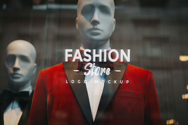 Fashion Store Glass Wall Logo in the Front View Mockup