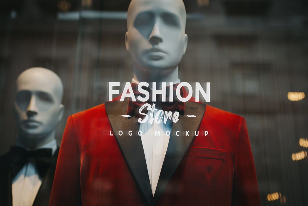Fashion Store Glass Wall Logo in the Front View Mockup