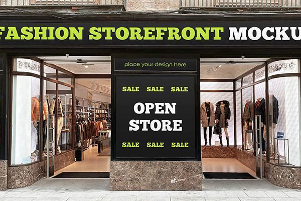 Fashion Storefront Mockup in Facing Shot