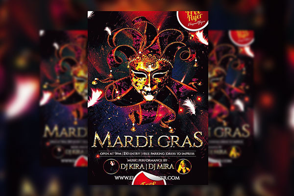 Feathery Luxury Mardi Gras Party Flyer Template