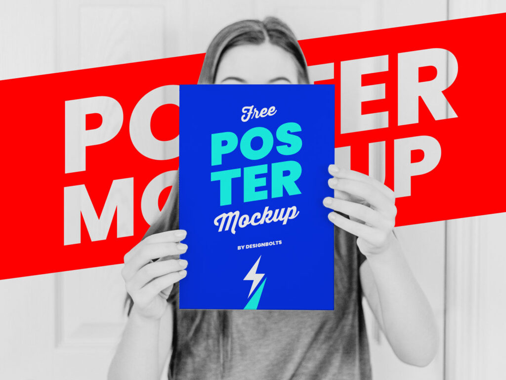 Female Hand Holding Poster Mockup