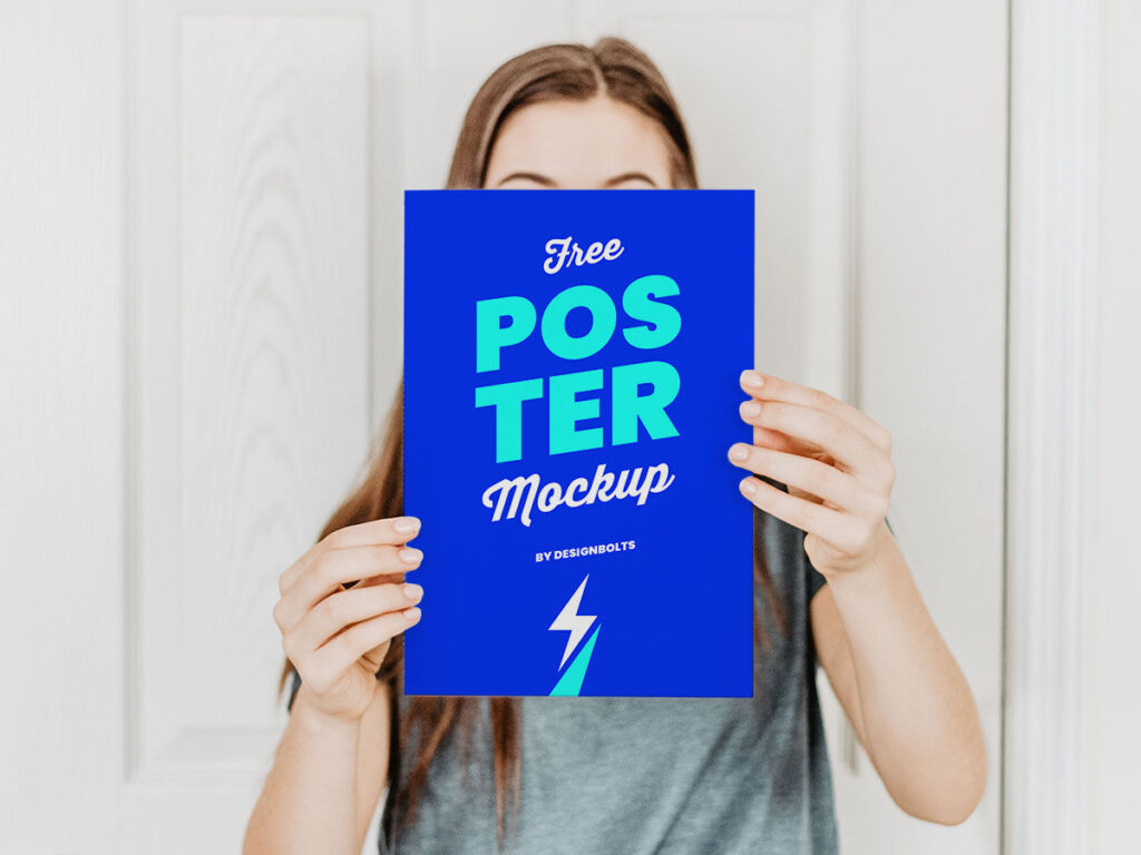 Female Hand Holding Poster Mockup