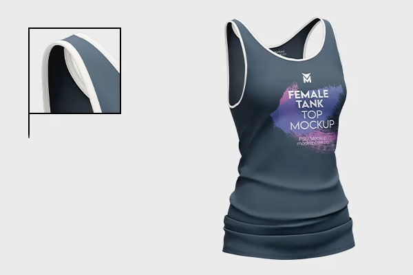 Female Tank Top Mockup in 3 Showcases