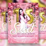 Feminine Sweet Sixteen Birthday Flyer and Facebook Cover Template