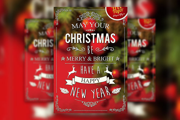 Festive Blurry Christmas Event Flyer and Facebook Cover Template