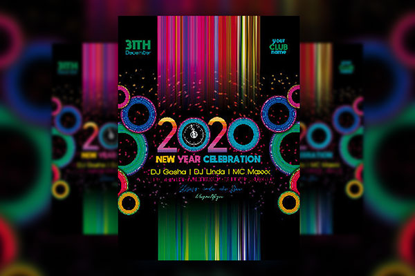 Festive Colorful New Year Celebration Flyer Template