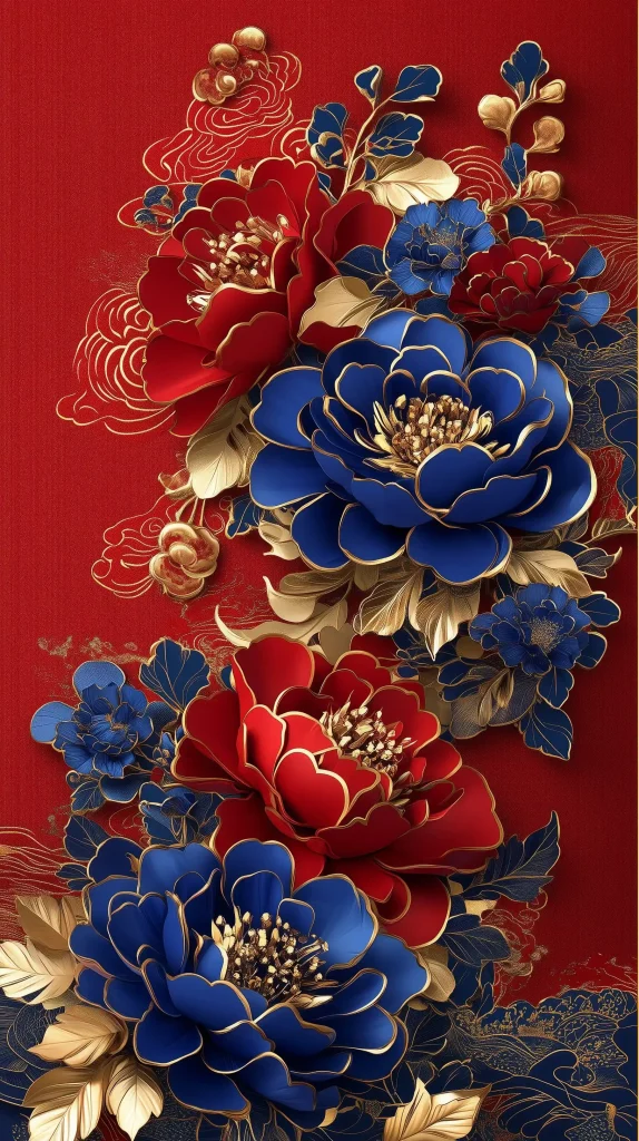 Festive Snake with Peonies