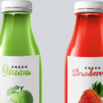 Five Juice Bottles Standing in a Front View Mockup