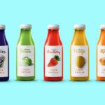 Five Juice Bottles Standing in a Front View Mockup