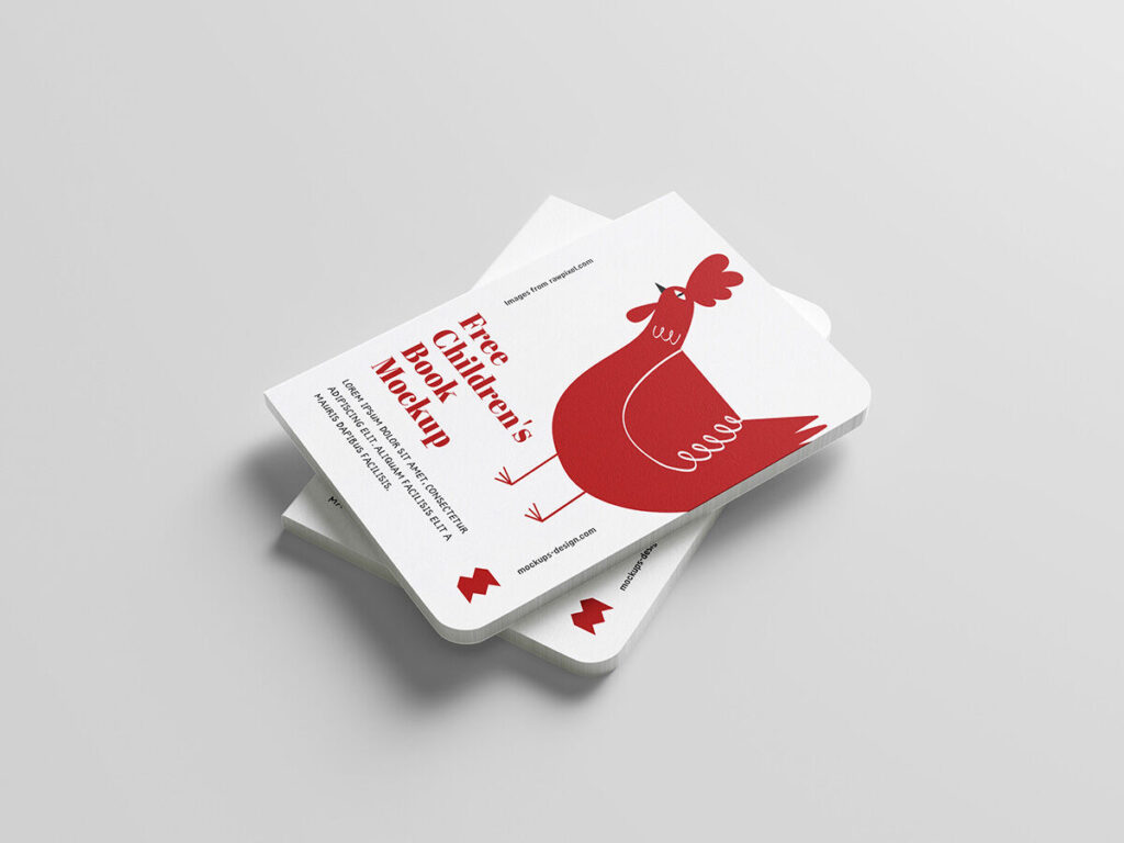 Five Mockups Featuring Different Angles of Children Hard Cover Book