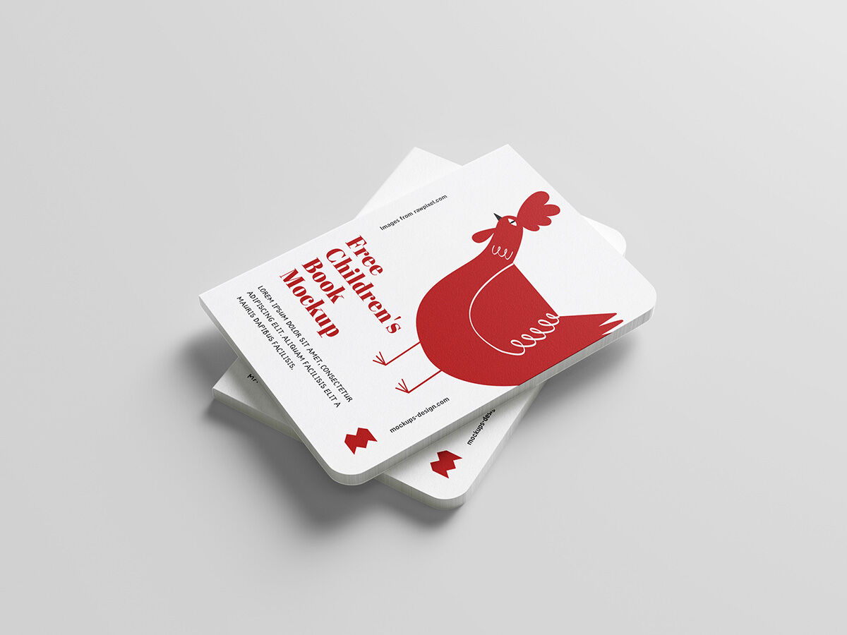 Five Mockups Featuring Different Angles of Children Hard Cover Book FREE PSD