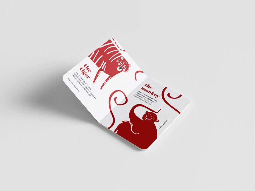 Five Mockups Featuring Different Angles of Children Hard Cover Book