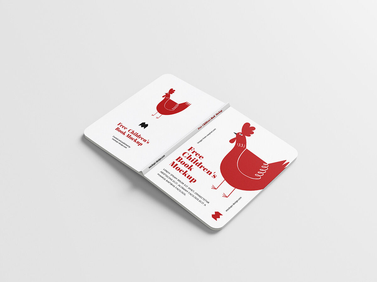Five Mockups Featuring Different Angles of Children Hard Cover Book FREE PSD