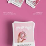 Five Mockups Featuring Overhead View of Grid of Photography Papers