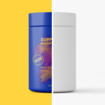 Five Mockups Showcasing Front View of Protein Pouch and Jars