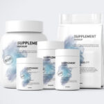 Five Mockups Showcasing Front View of Protein Pouch and Jars