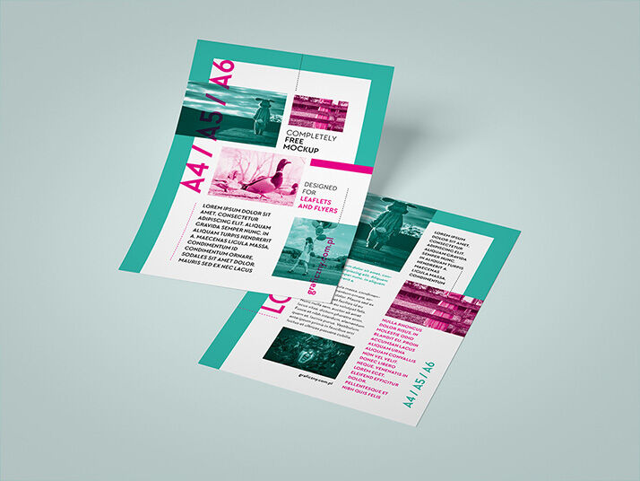 Five Simple Vertical Leaflet Mockups FREE PSD