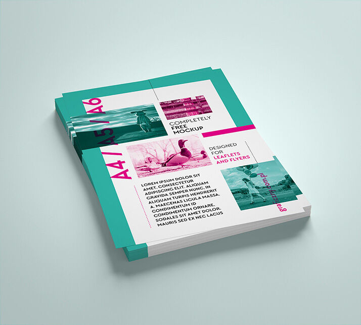 Five Simple Vertical Leaflet Mockups FREE PSD