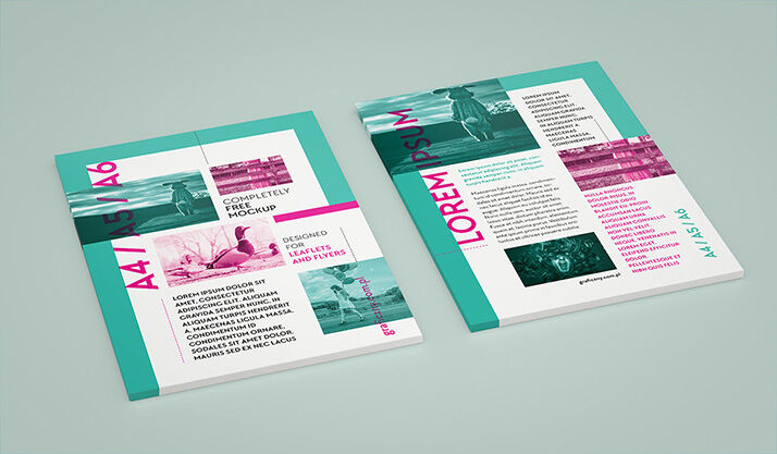 Five Simple Vertical Leaflet Mockups FREE PSD