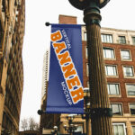 Flag on Street Lamp Mockup
