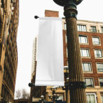 Flag on Street Lamp Mockup