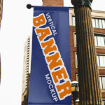 Flag on Street Lamp Mockup