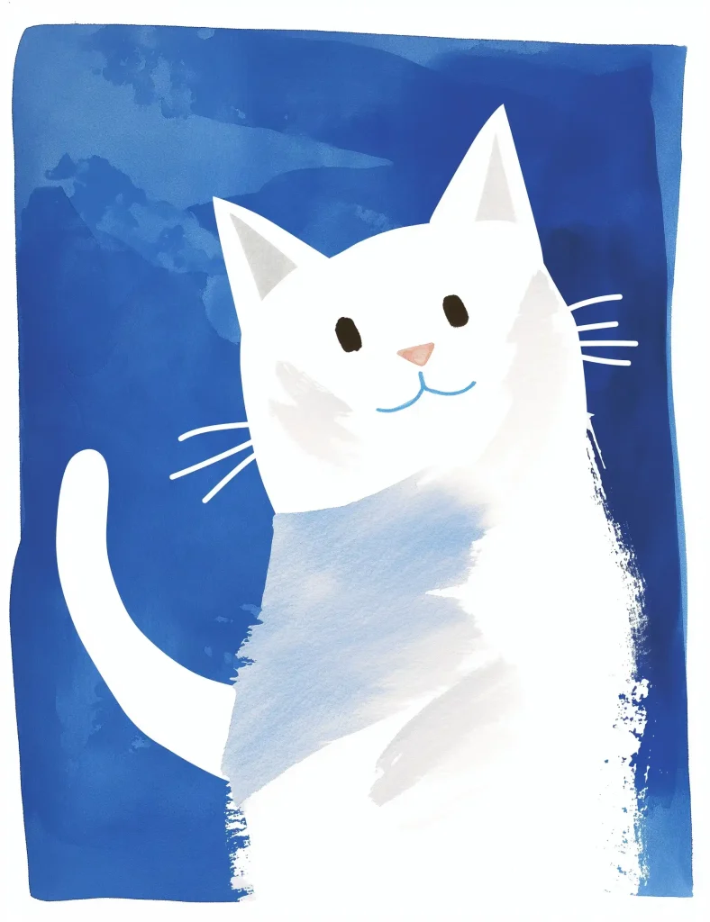 Flat Cat on Watercolor