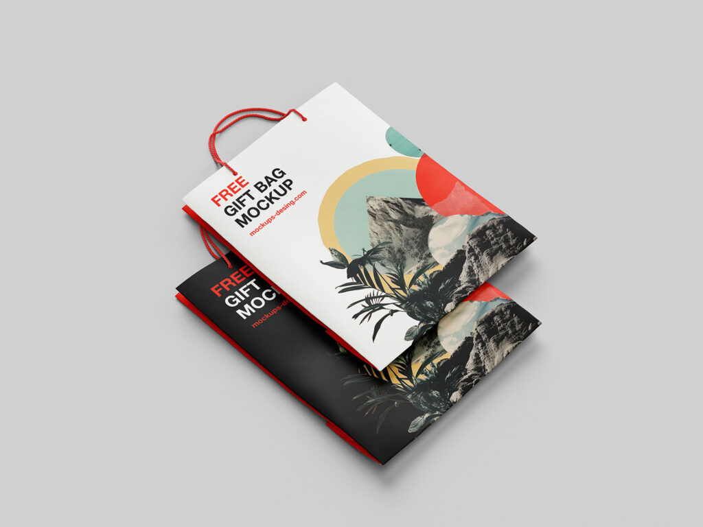 Flat Gift Bag Mockups in 4 Different Views