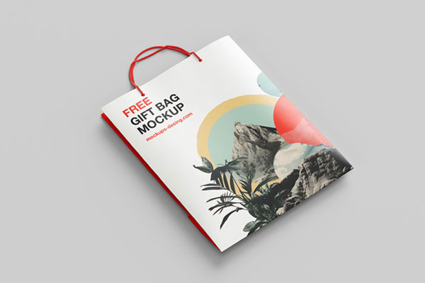 Flat Gift Bag Mockups in 4 Different Views