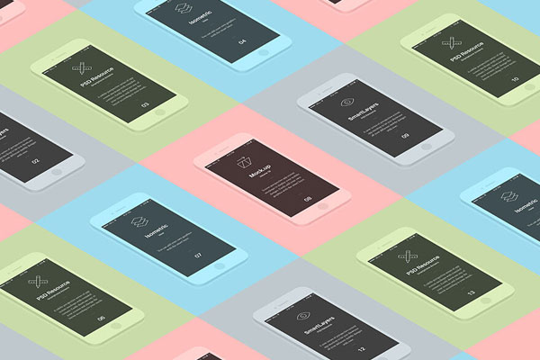Flat Isometric App Screens Mockup
