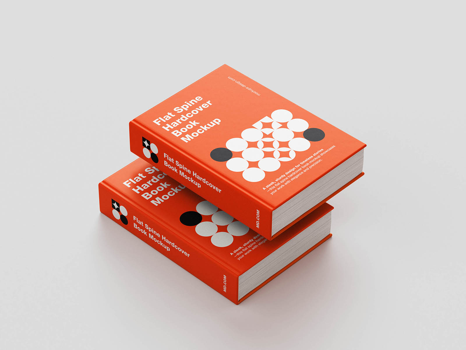 Free Flat Spine Hardcover Book Mockups PSD Template