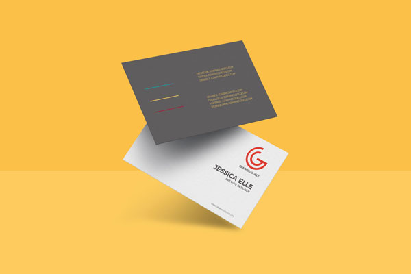 Flipped Business Cards at a 3\4 Angle View Mockup
