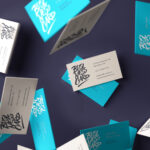 Flipping Business Cards Mockup in the Overhead View
