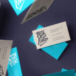 Flipping Business Cards Mockup in the Overhead View