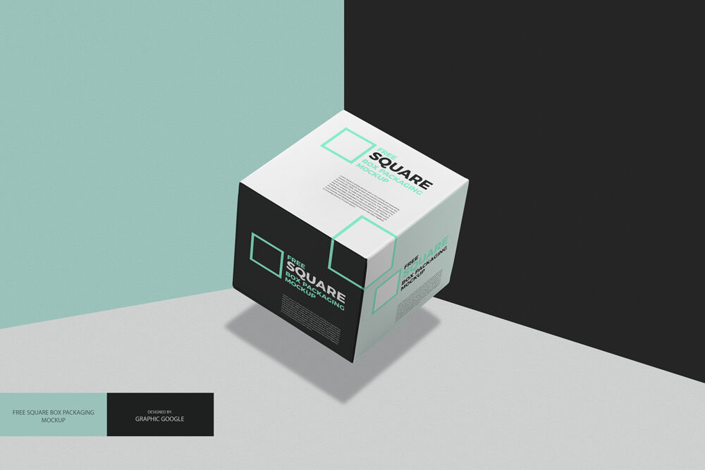 Floating 3D Square Box Packaging Mockup