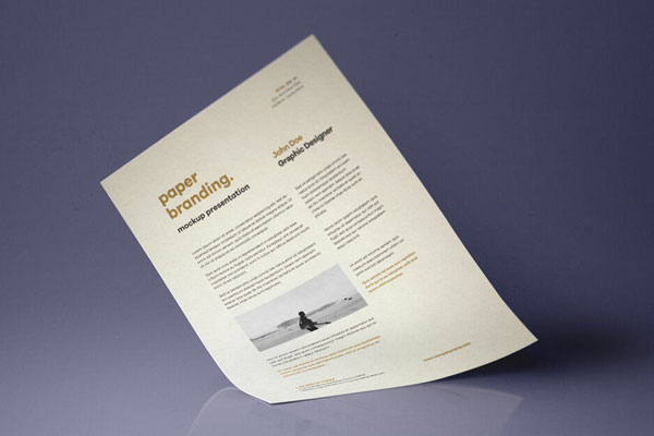 Floating Folded A4 Paper Mock Up