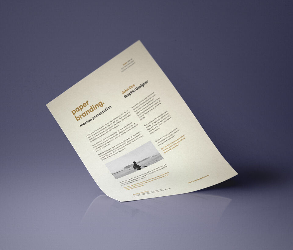 Floating Folded A4 Paper Mock Up