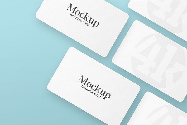 Floating Business Cards in Grid in the Top View Mockup