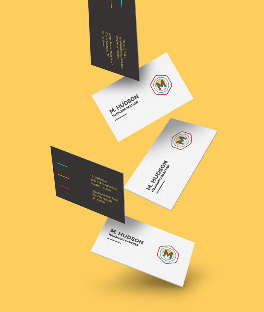 Floating Business Cards Mockup