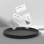 Floating Business Cards Mockup in Front Sight