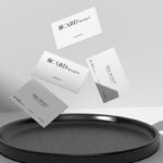 Floating Business Cards Mockup in Front Sight