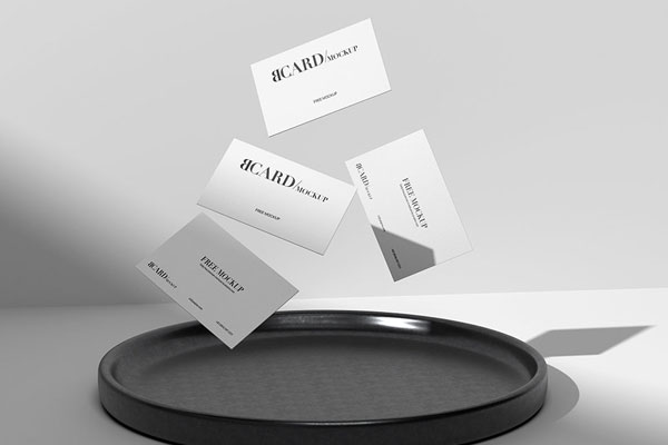 Floating Business Cards Mockup in Front Sight