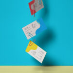 Floating Clipped Business Card Mockup Attached Together