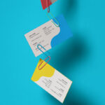 Floating Clipped Business Card Mockup Attached Together
