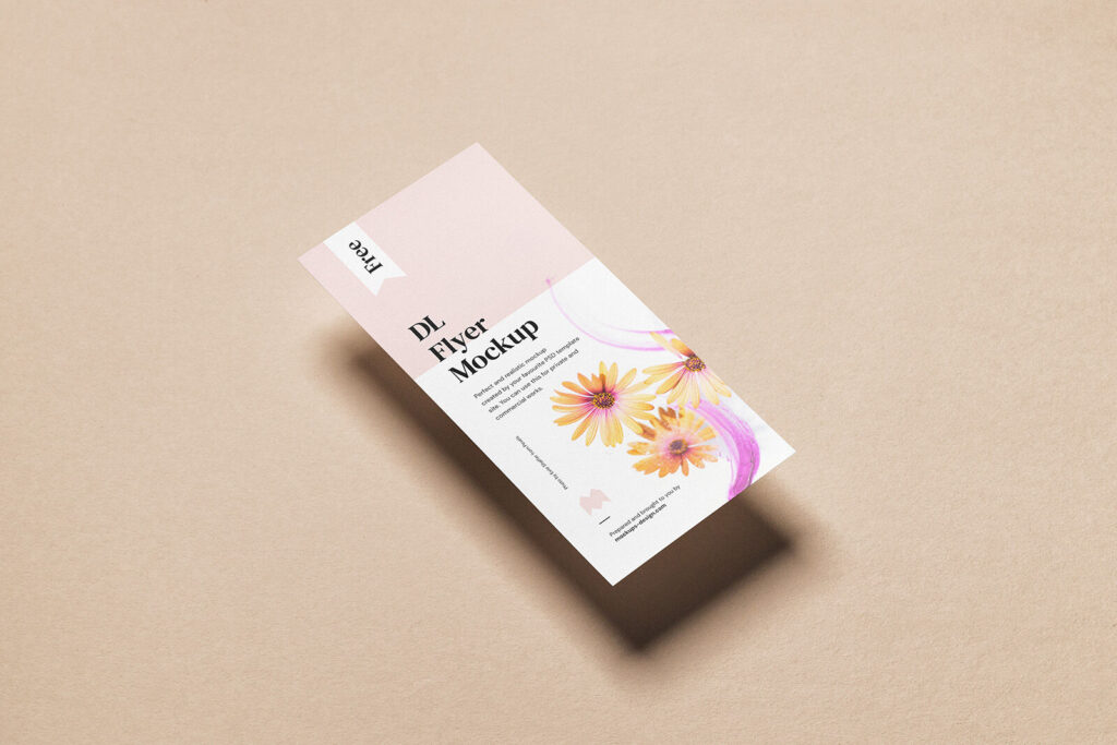 Floating DL Flyer Rack Card Mockup in Perspective