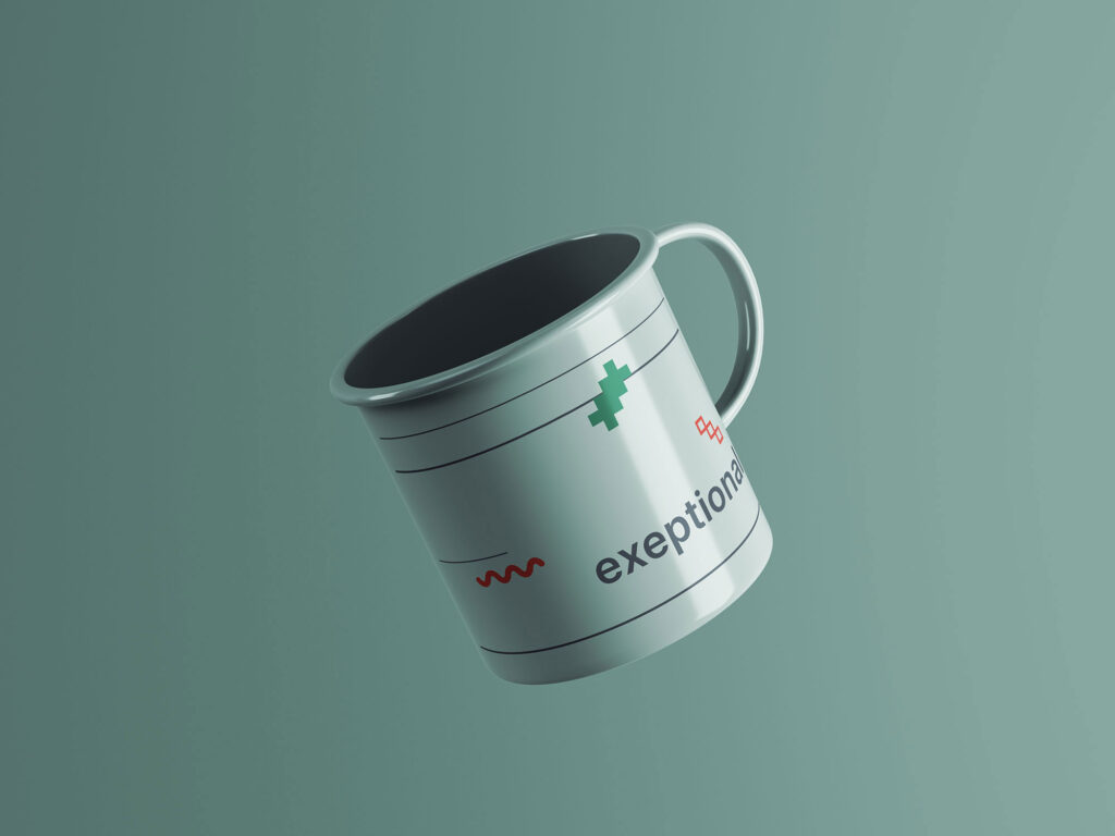 Floating Enamel Mug Mockup in Facing Sight