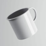 Floating Enamel Mug Mockup in Facing Sight